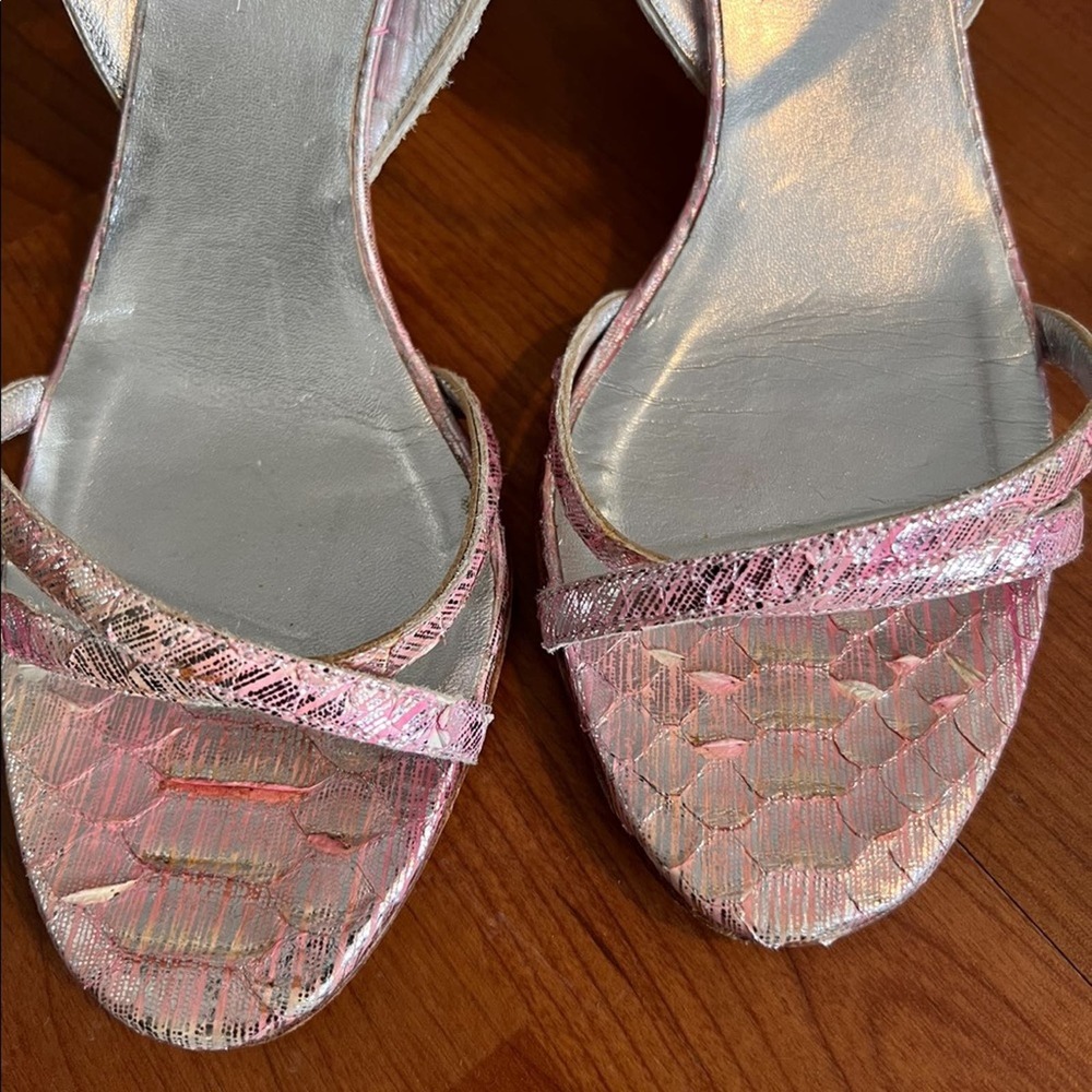 Chanel Multi-Color Metallic Open Toe Snakeskin Sl… - image 3